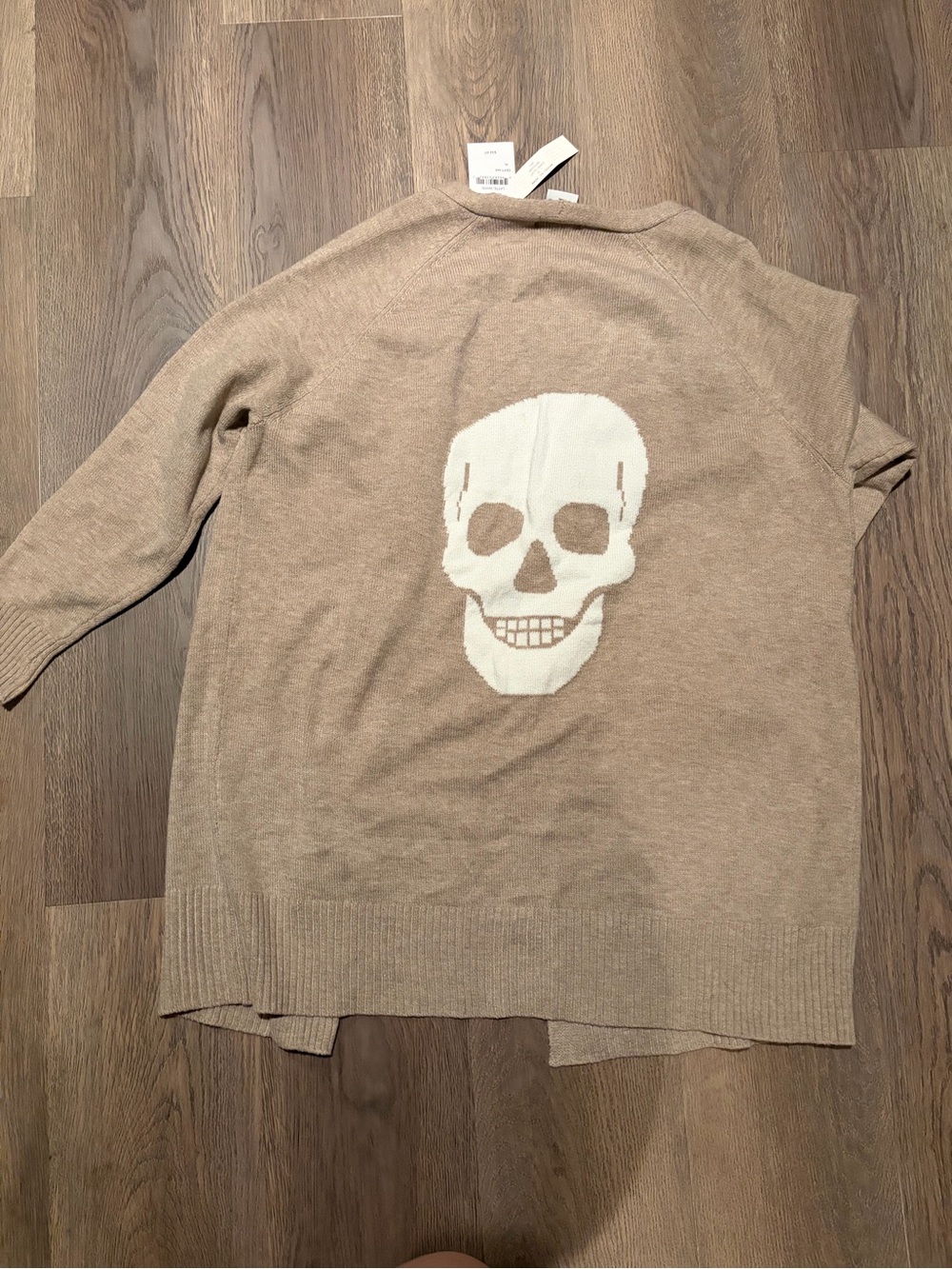 Sweet Romeo Beige Cardigan with White Skull Back
